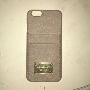 Beige Pink Leather Michael Kors iPhone 6 Case